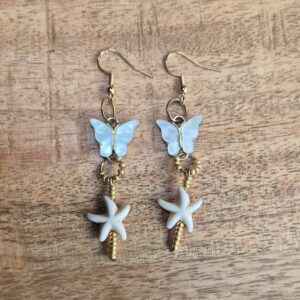 Mintgroene vlinder oorbellen