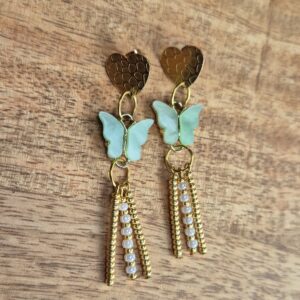 Groene vlinder oorbellen