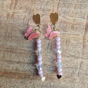 Vlinder oorbellen zalm