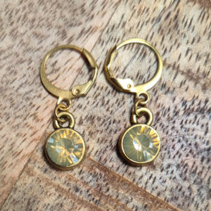 Goudkleurige oorbellen steentje