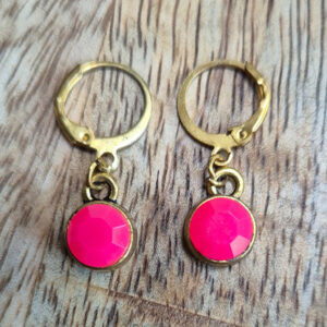 Oorbellen roze steentje