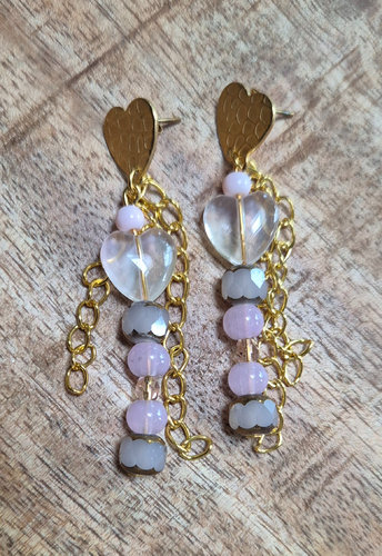 Roze hartjes oorbellen