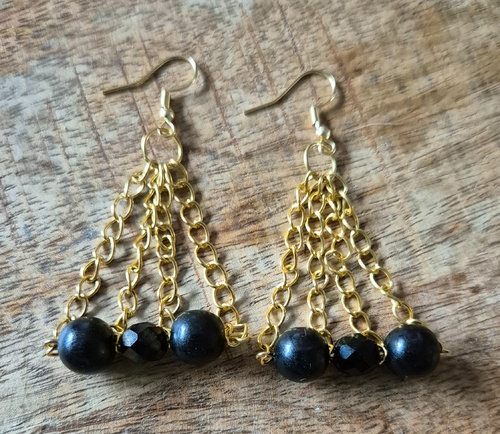 Goud zwart oorbellen