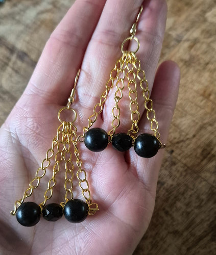 Goud zwart oorbellen - Afbeelding 2