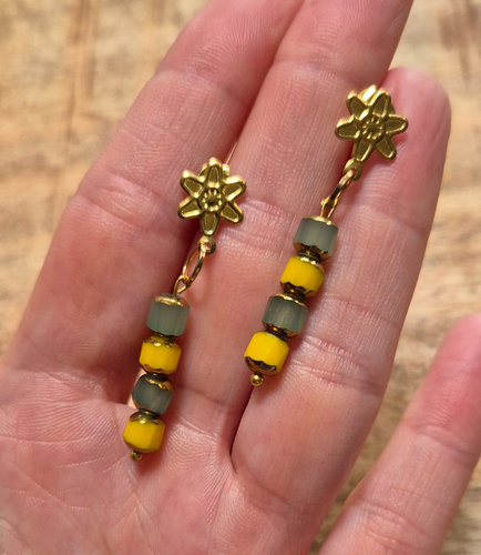 Groen/gele oorbellen - Afbeelding 2