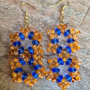 Oranje blauw oorbellen