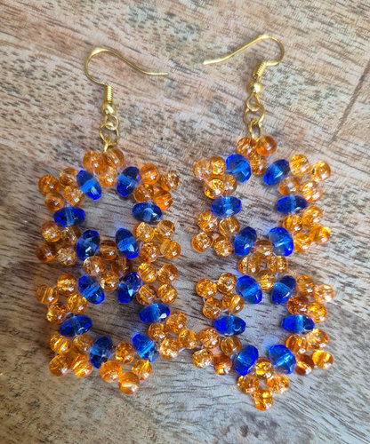 Oranje blauw oorbellen