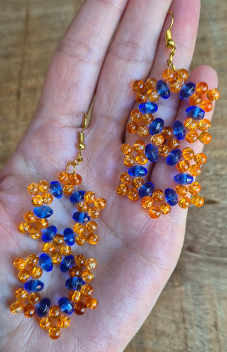 Oranje blauw oorbellen - Afbeelding 2