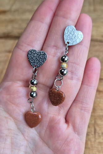 Hartjes oorbellen goudsteen - Afbeelding 2