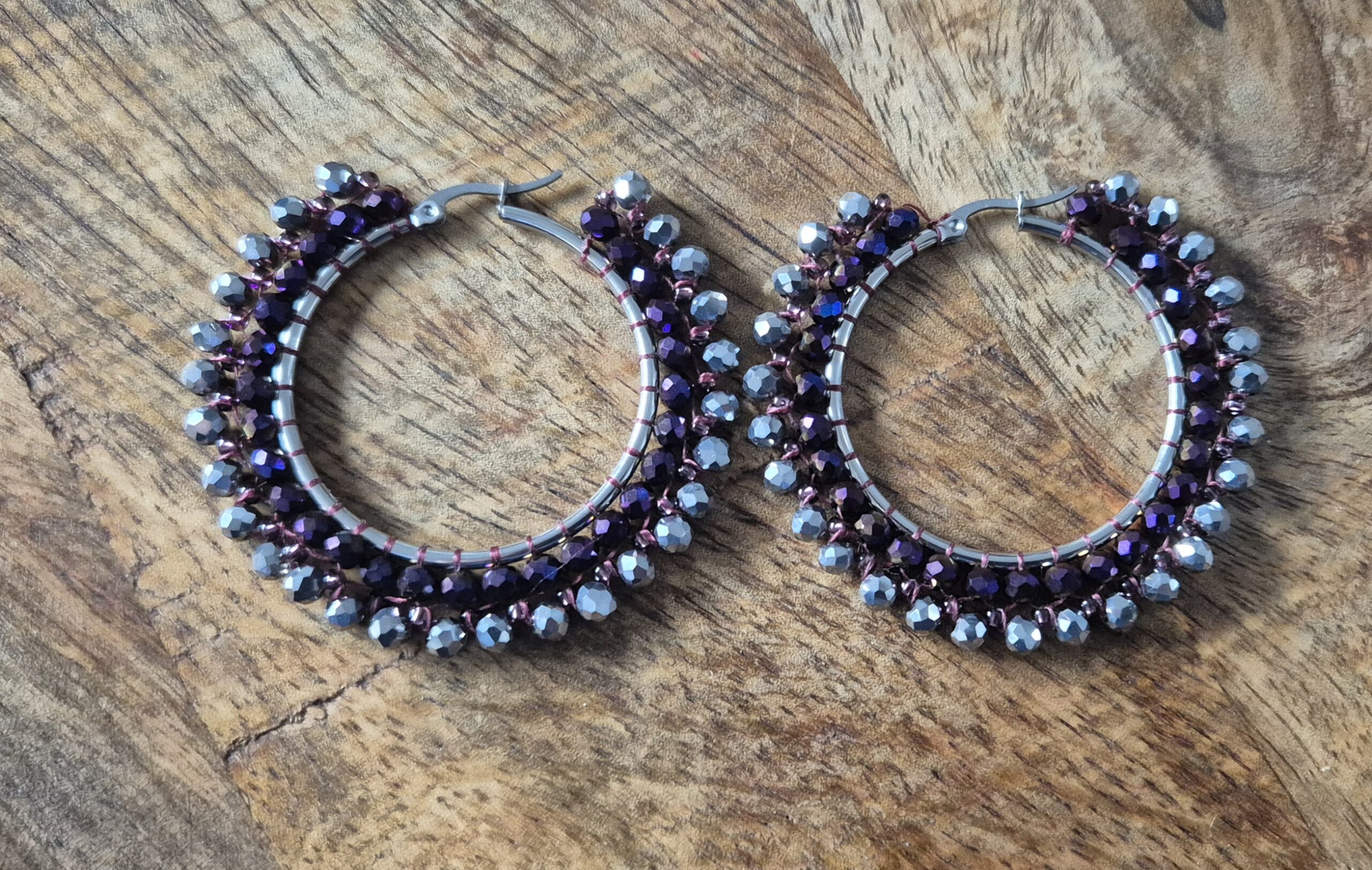 Creolen paars zilver - Afbeelding 2