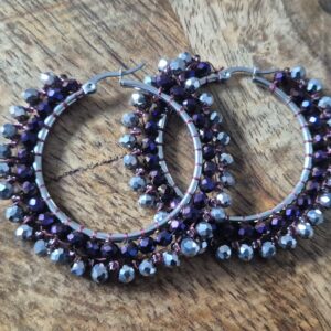 Creolen paars zilver