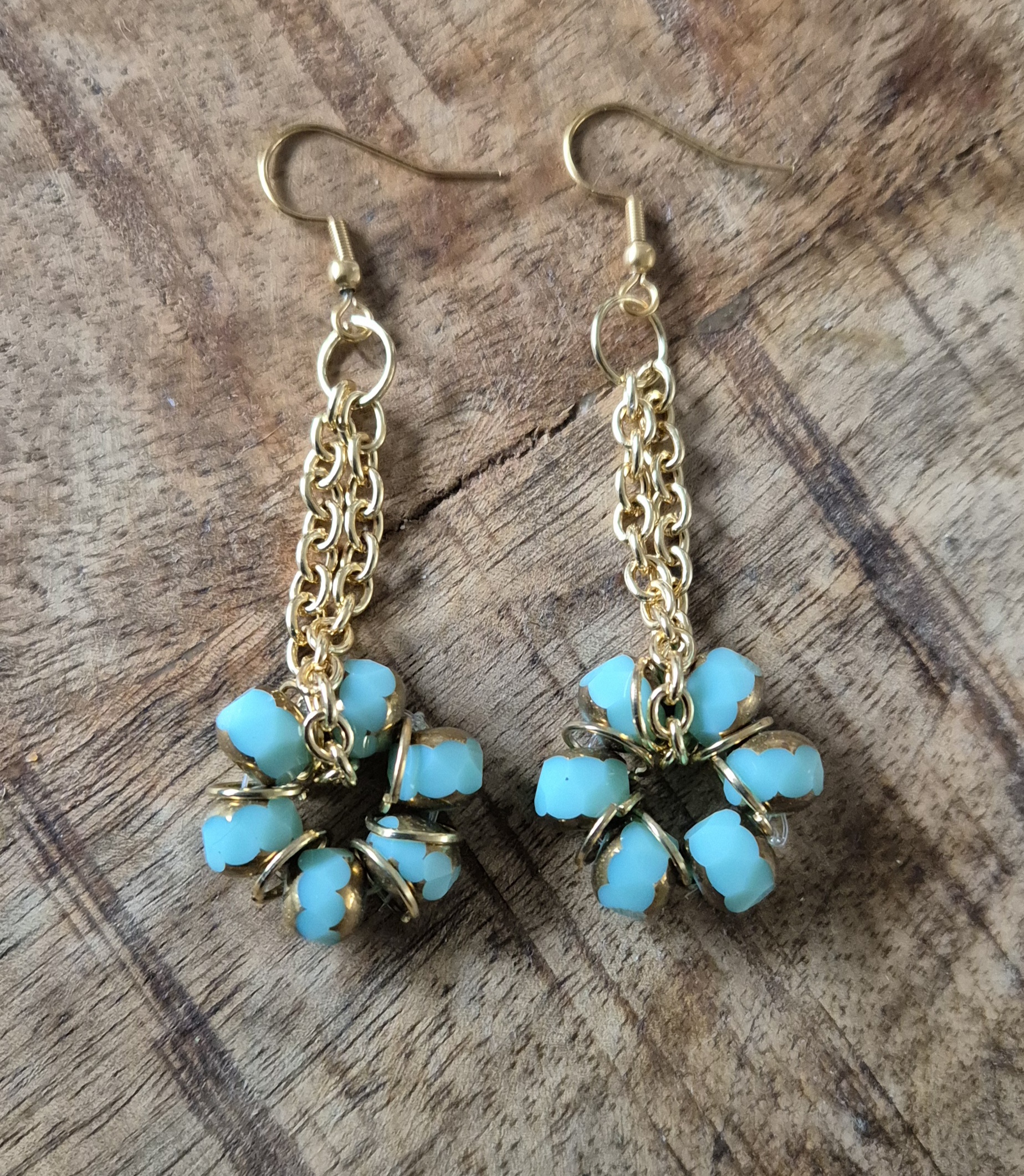 Goudkleurige turquoise oorbellen