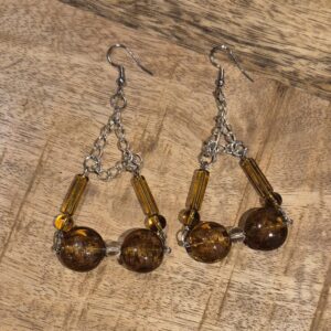 Bruine glas oorbellen