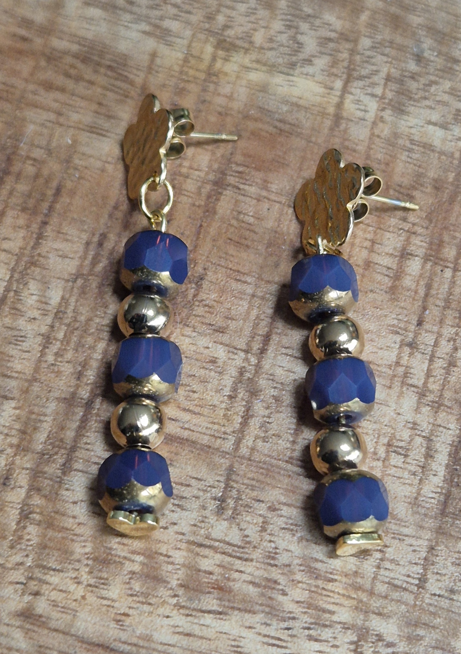 Paars gouden oorbellen - Afbeelding 2