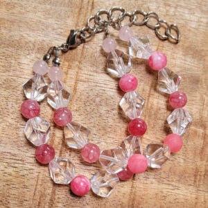 Armband natuursteen/glas