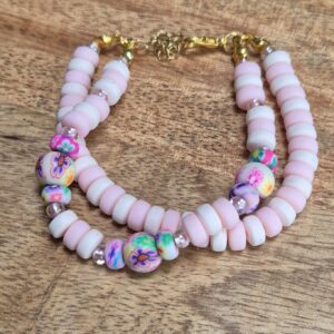 Polymeer armband roze