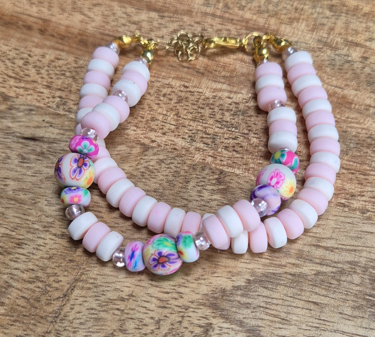 Polymeer armband roze