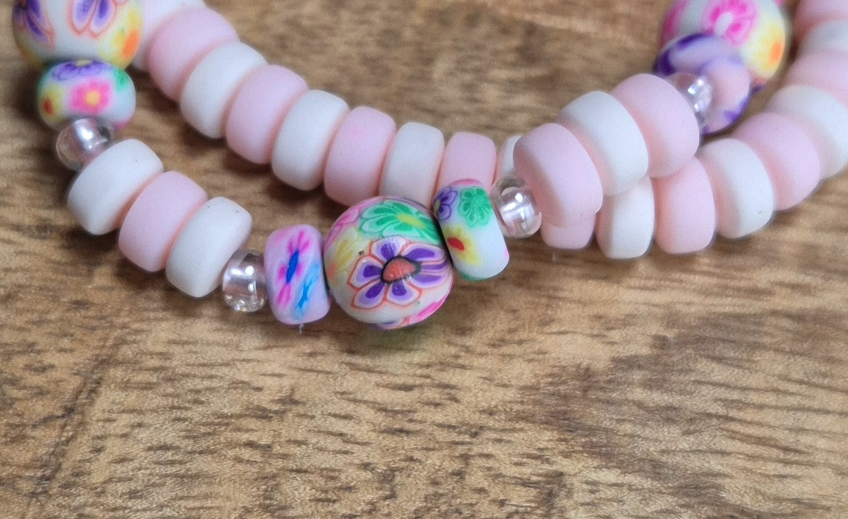 Polymeer armband roze - Afbeelding 2