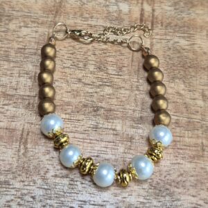 Parel armband goud/crème