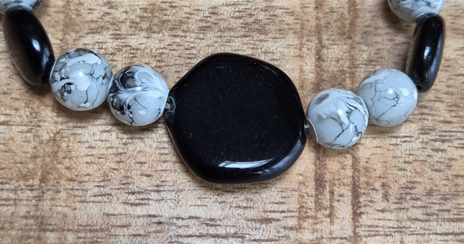 zwart grijze glasarmband - Afbeelding 2