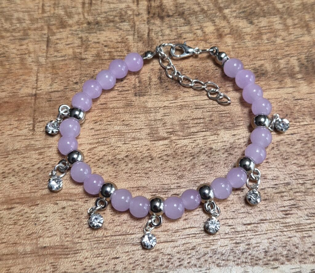 Roze glaskralen armband