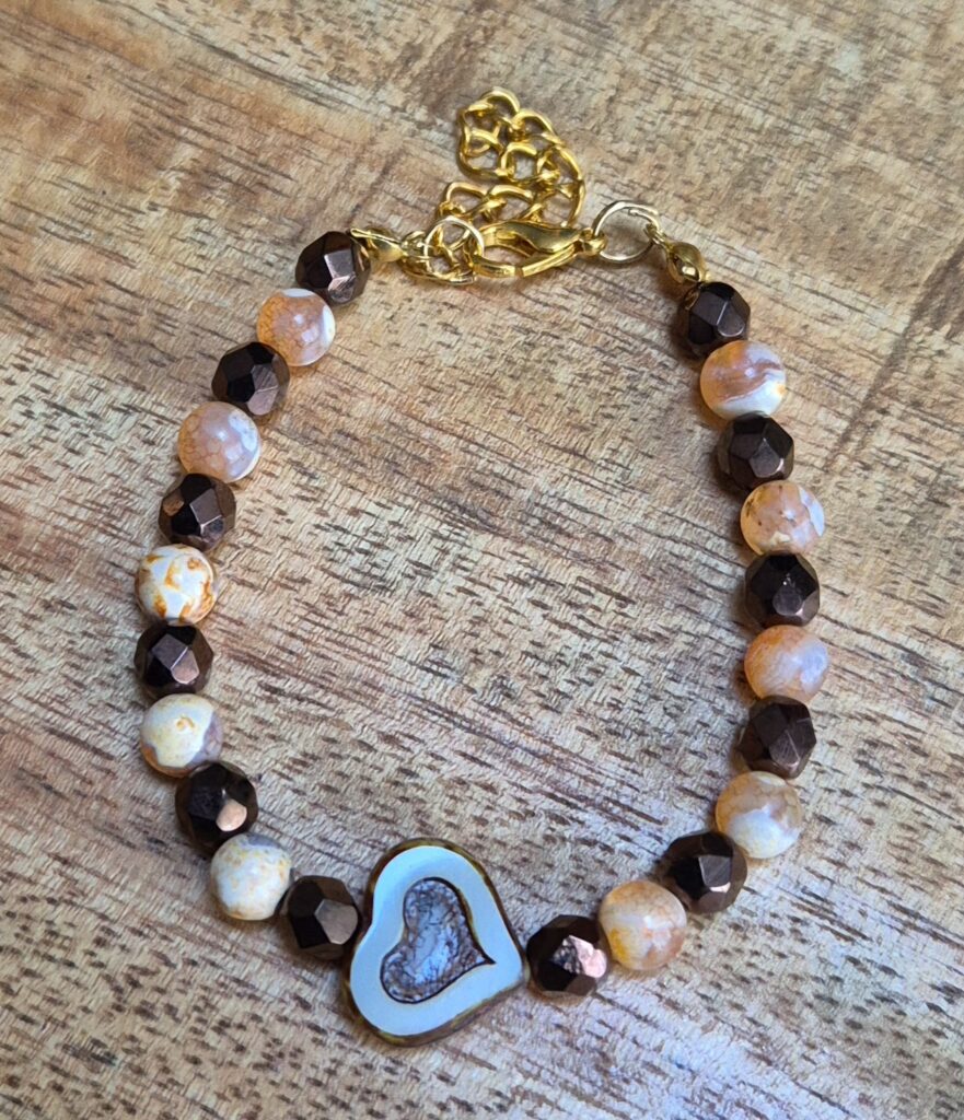 Natuursteen glas armband