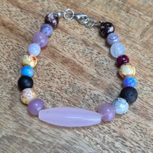 Glas/ natuursteen armbandje