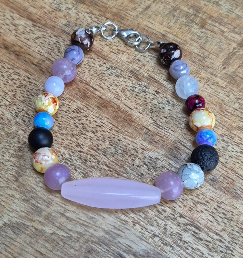 Glas/ natuursteen armbandje