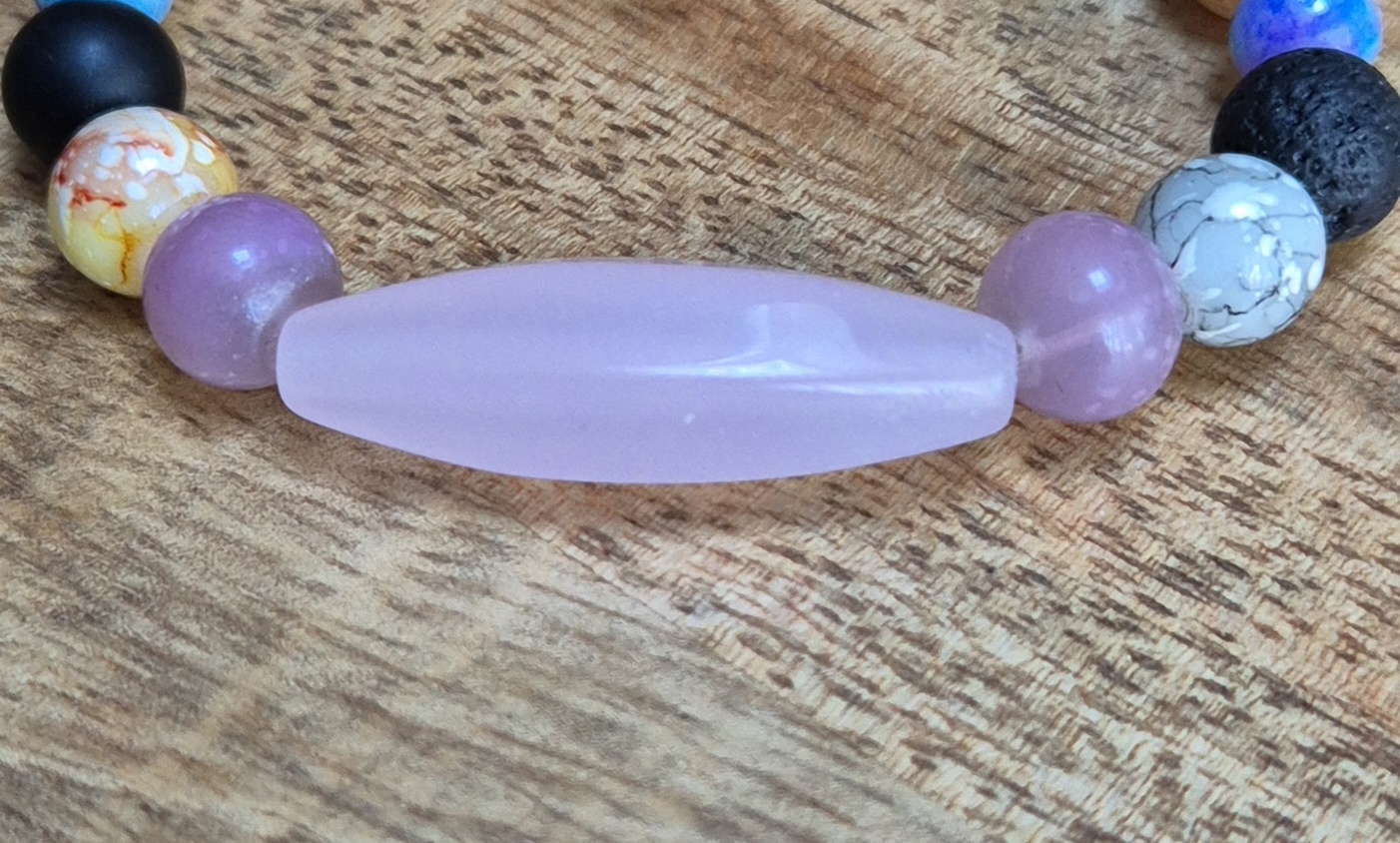 Glas/ natuursteen armbandje - Afbeelding 3