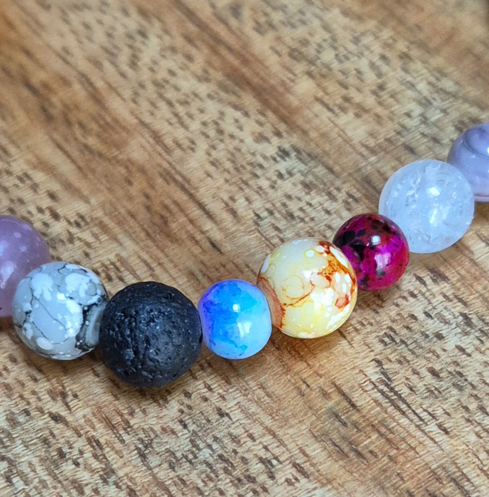 Glas/ natuursteen armbandje - Afbeelding 2