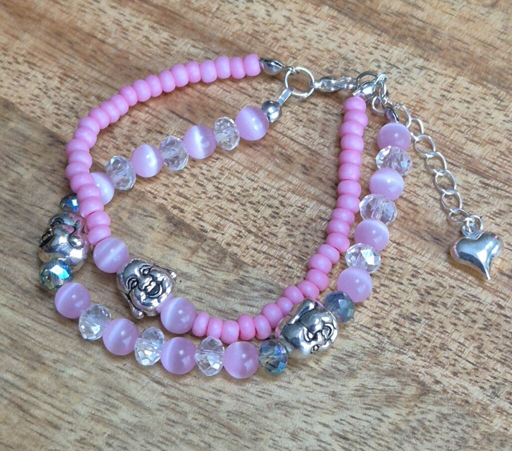 Roze boeddha armband