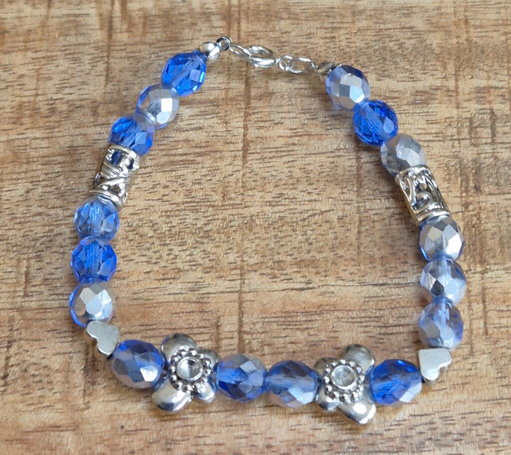 Blauwe tsjechische facet armband