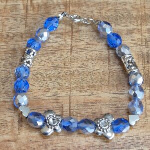 Blauwe tsjechische facet armband