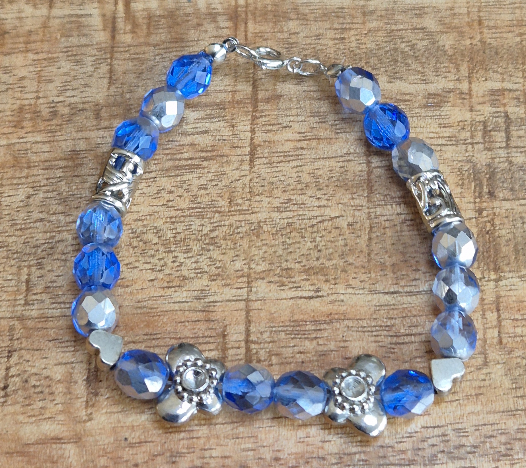 Blauwe tsjechische facet armband