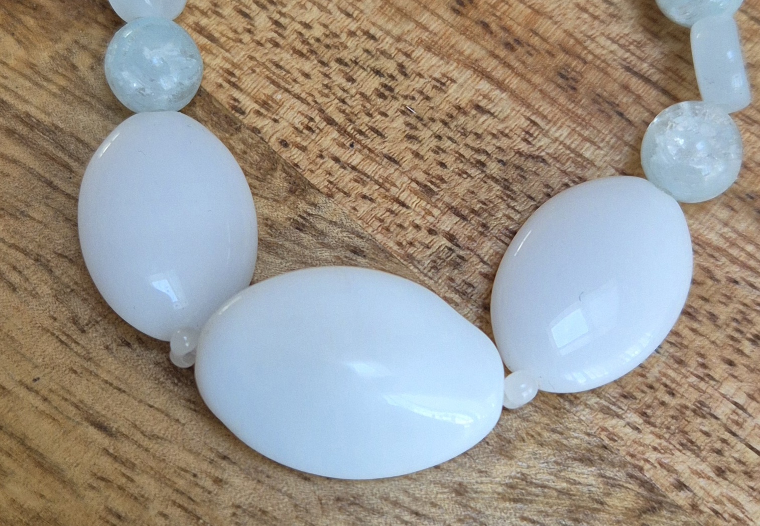 Witte glaskralen armband - Afbeelding 2