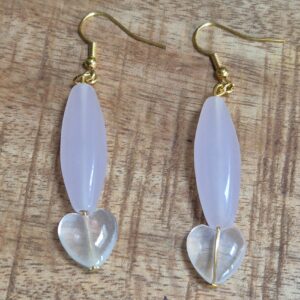 Rozenkwarts oorbellen hart