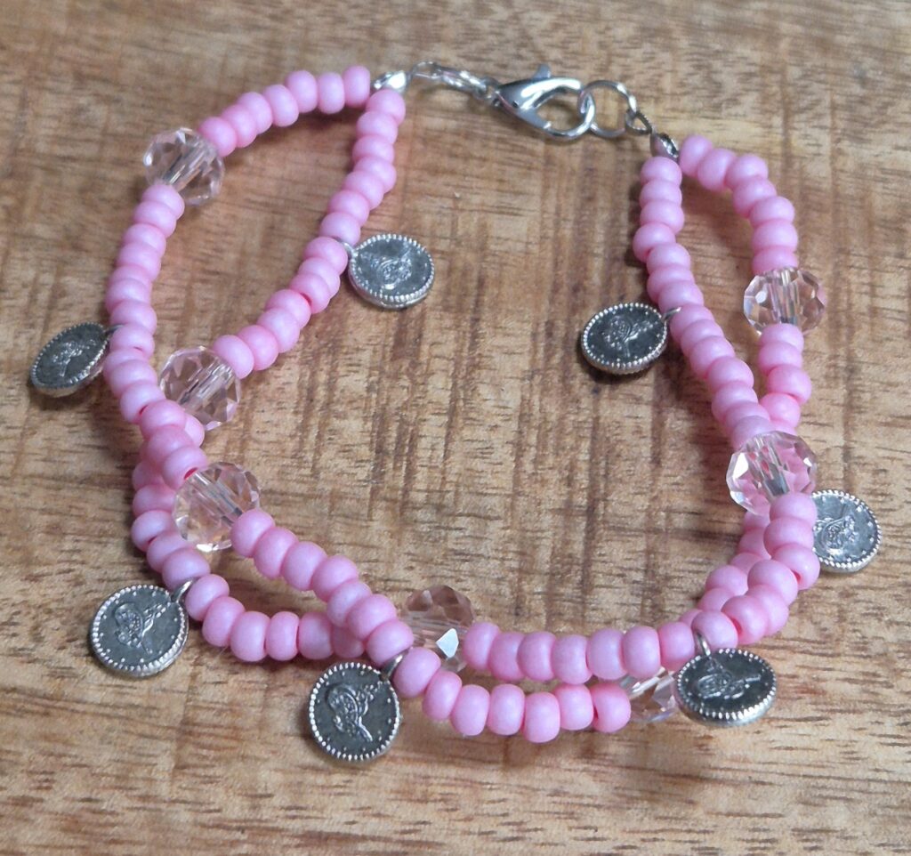 Roze rocaille armband