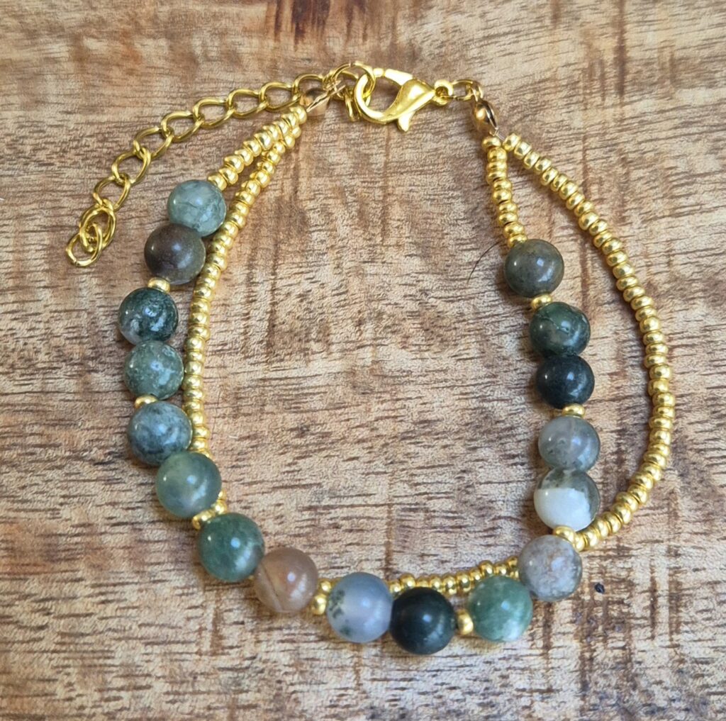 Armband natuursteen goud