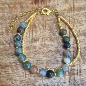 Armband natuursteen goud