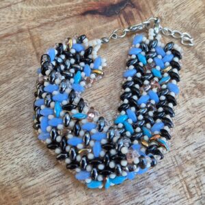 Superduo armband blauw