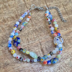 Millefiori armband hart