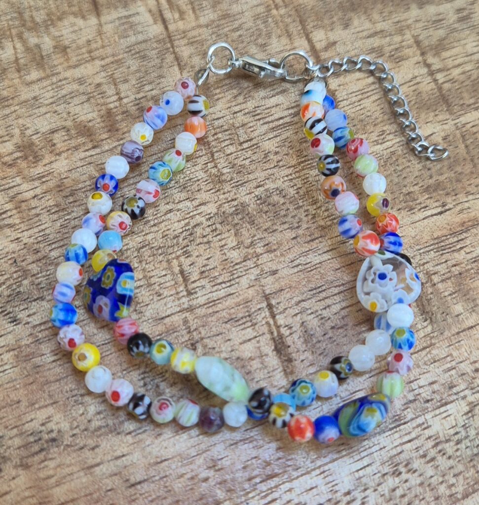 Millefiori armband hart