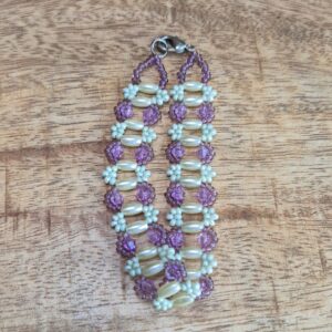 Rocailles armband mint/paars