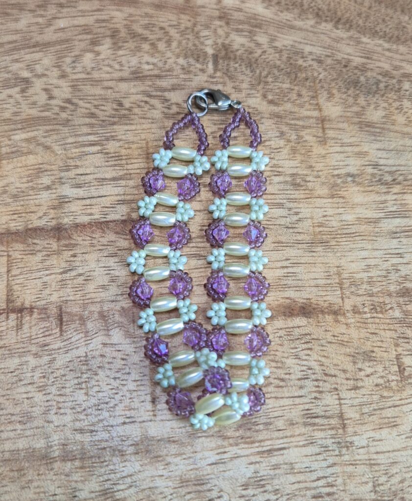 Rocailles armband mint/paars