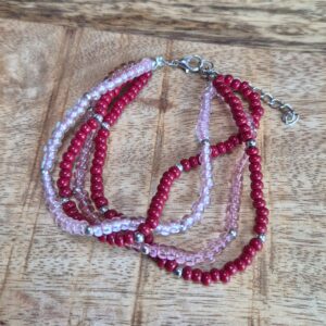 Roze rode rocailles armband