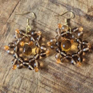 Bruine glas oorbellen