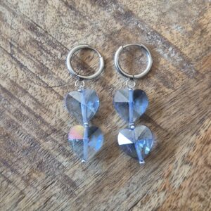 Blauwe hartjes oorbellen