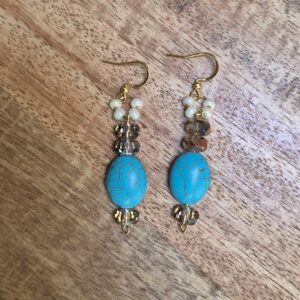 Oorbellen turquoise howliet