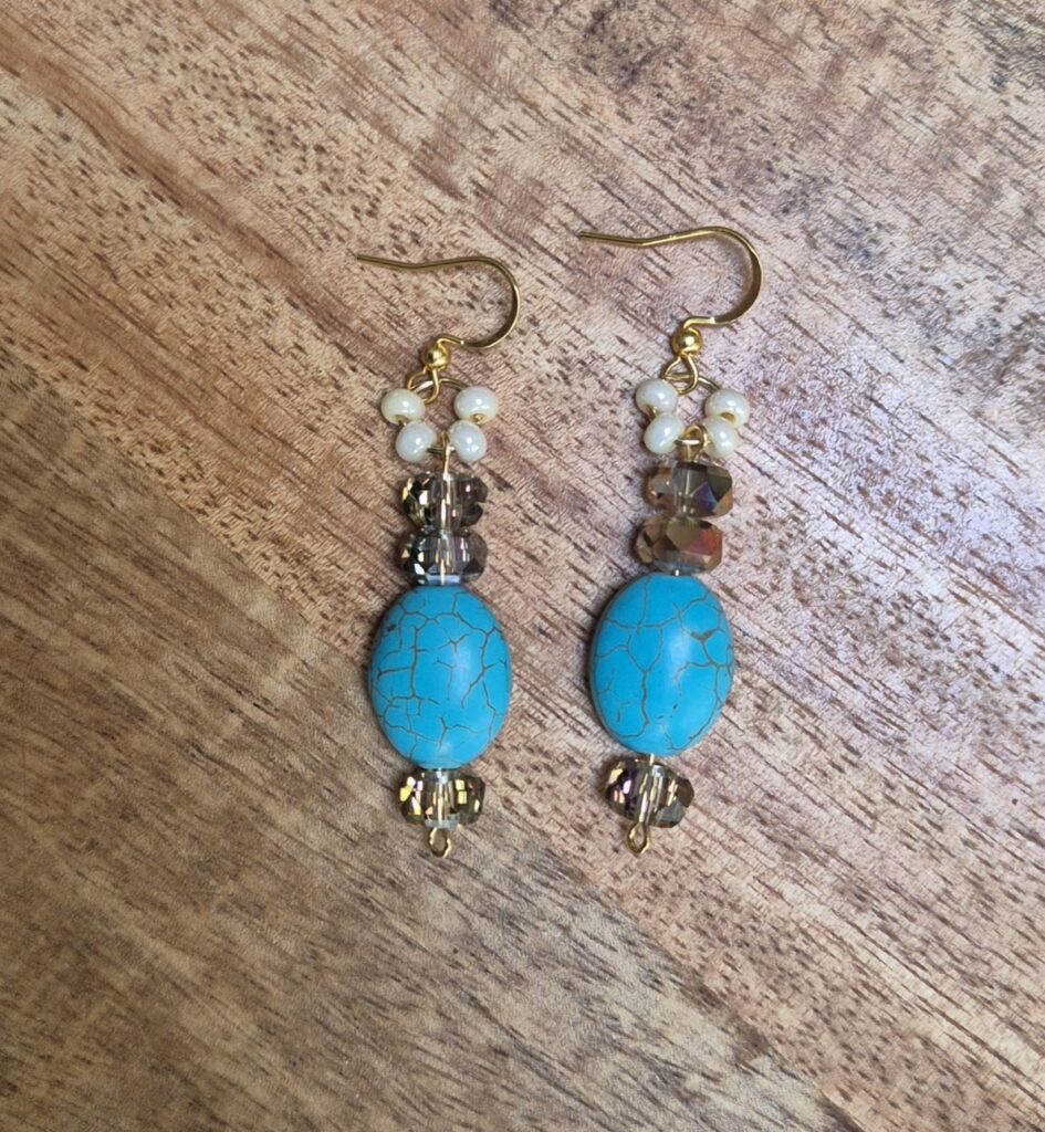 Oorbellen turquoise howliet