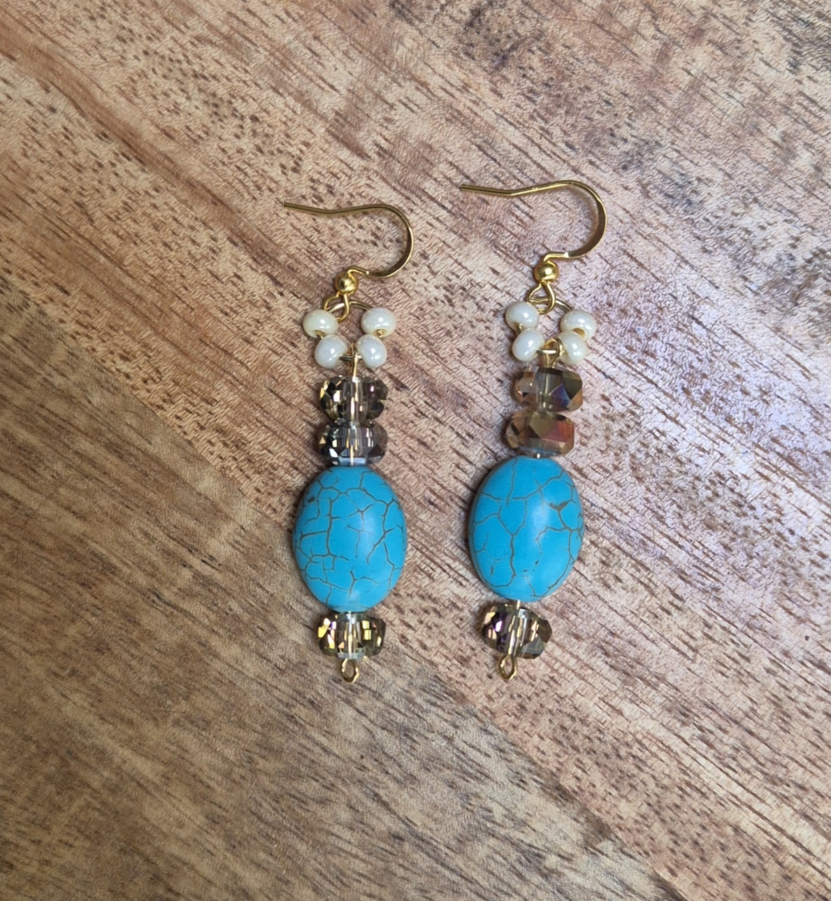 Oorbellen turquoise howliet